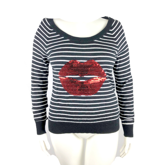 torrid Sweaters - Torrid Plus Sz Red Lips Striped Sweater